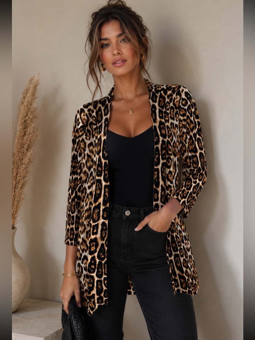 Premise Studio Animal Print Cardigan